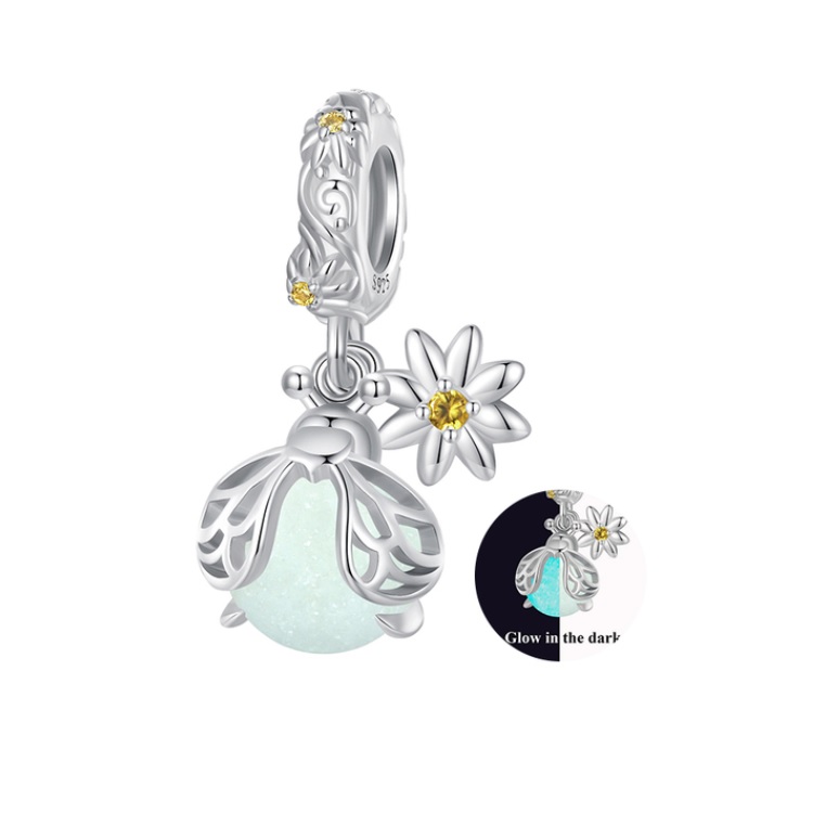 Charm Dije Para Mujer Luciérnaga Brilla Oscuridad Plata 925