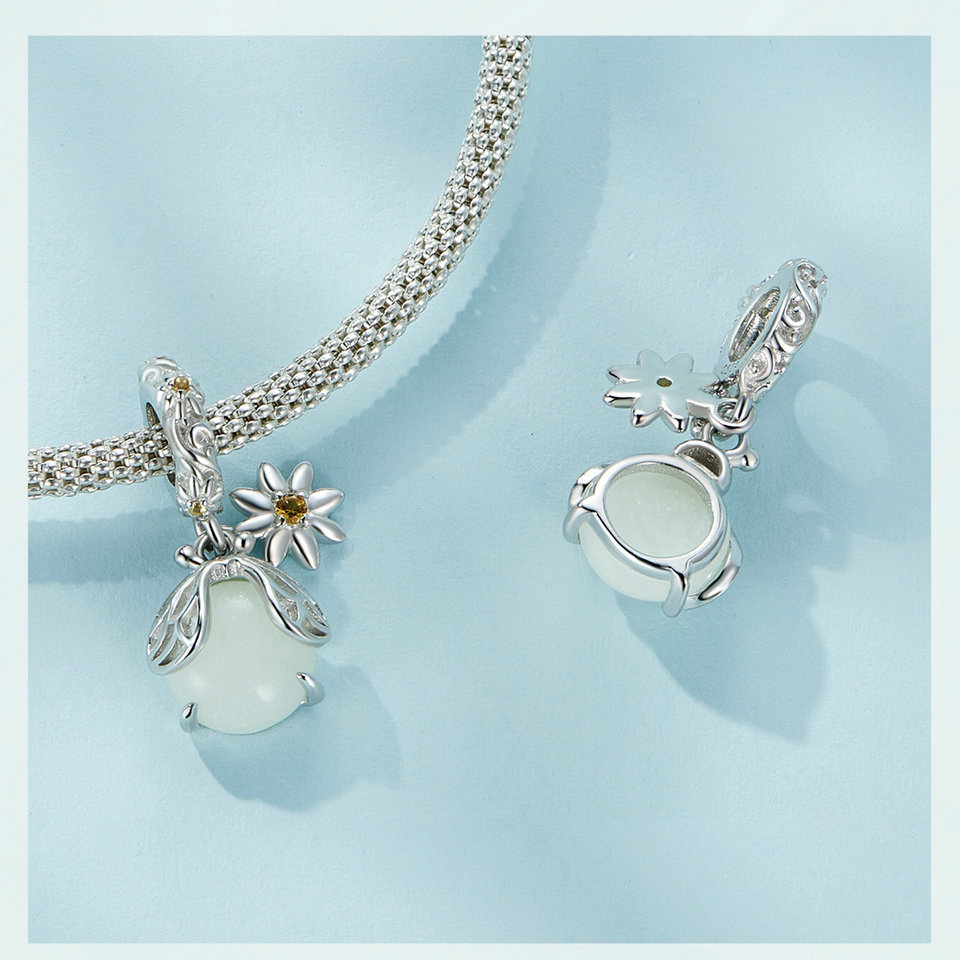 Charm Dije Para Mujer Luciérnaga Brilla Oscuridad Plata 925