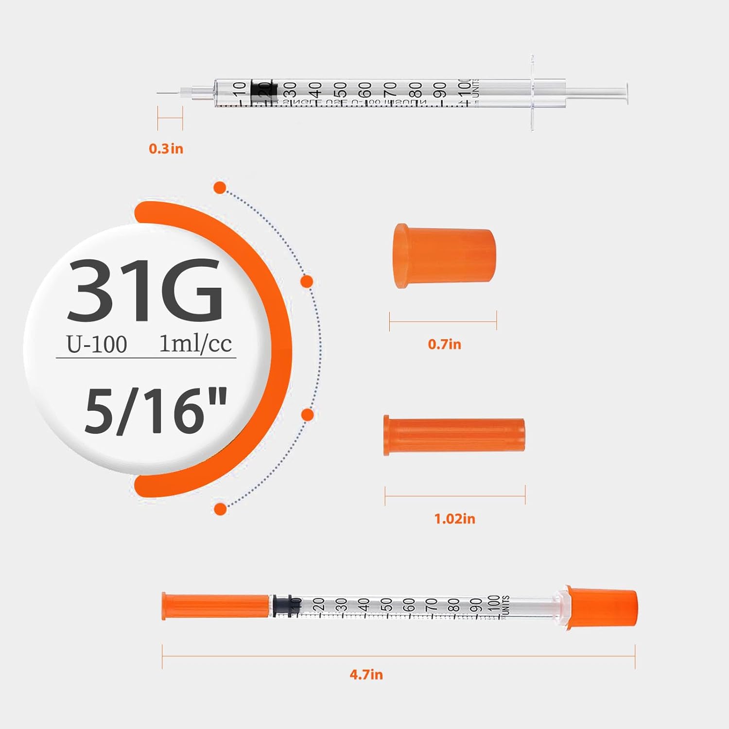 31G 5/16" 1mL Syringes Individually Wrapped