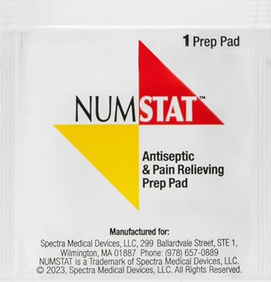 Numstat Antiseptic Numbing Wipes