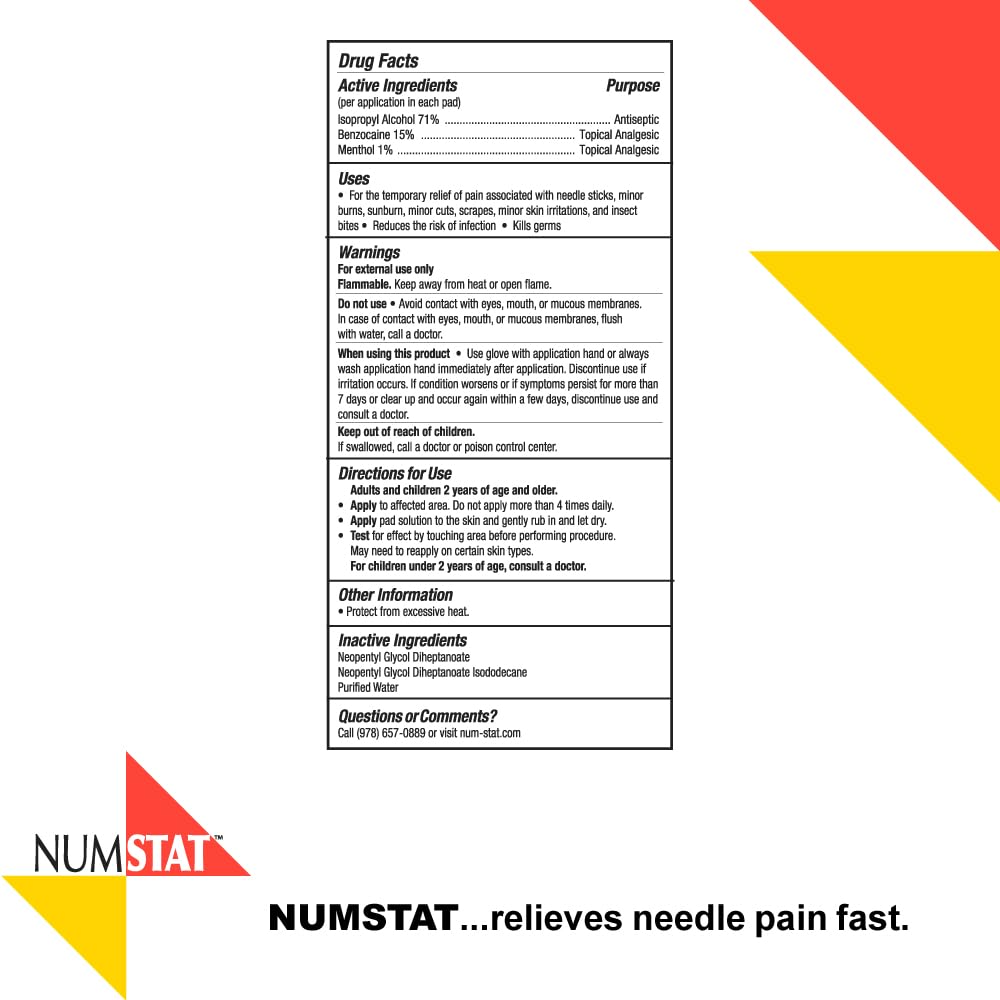 Numstat Antiseptic Numbing Wipes