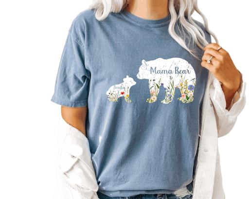 PRE-ORDER Personalized Mama Bear Shirt, Personalized Names for all her baby bears, Floral Gift for Her, 