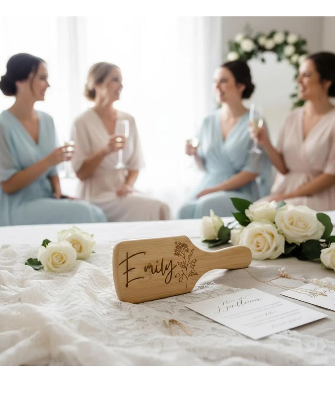  Personalized Wooden Hair Brush – Custom Engraved Gift for Bridesmaids, Weddings & Everyday Use