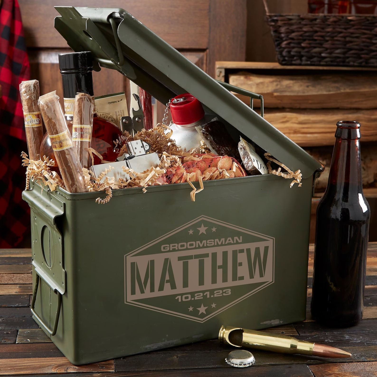Personalized .50 Cal Ammo Can – Engraved Military Storage Box – Unique Gift for Dad, Groomsmen