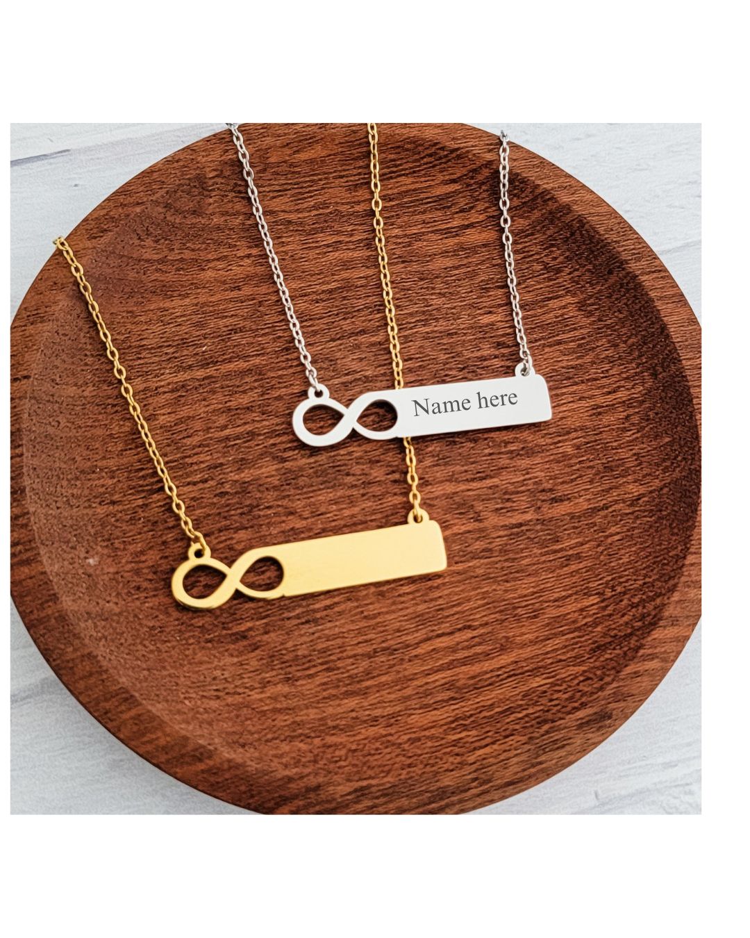 Personalized Infinity Name Bar Necklace – Custom Engraved Stainless Steel Necklace Gift