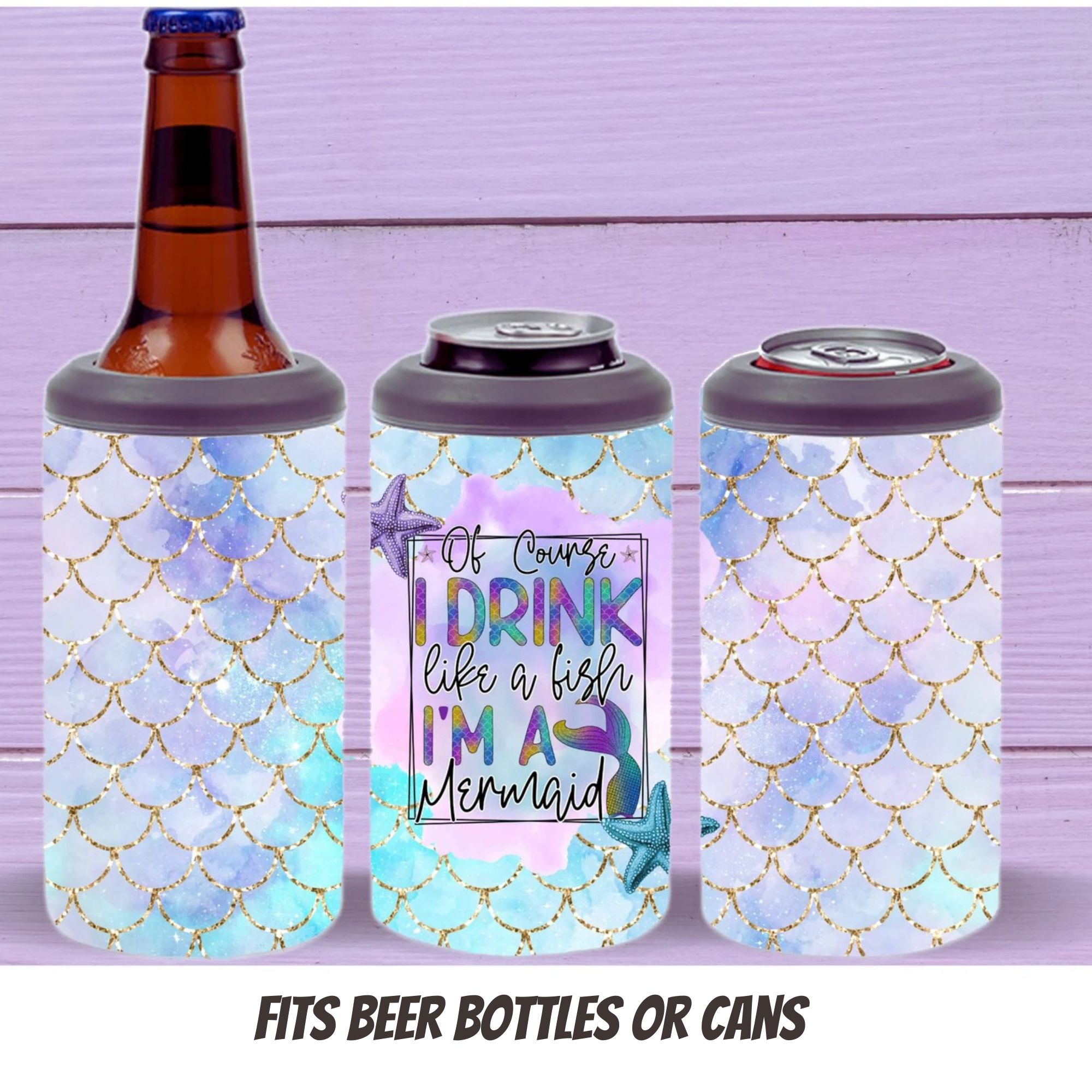 Stainless Steel Can Cooler | Multi-Use Beverage Holder | Party & Gift Ready - Feral Mom or Mermaid