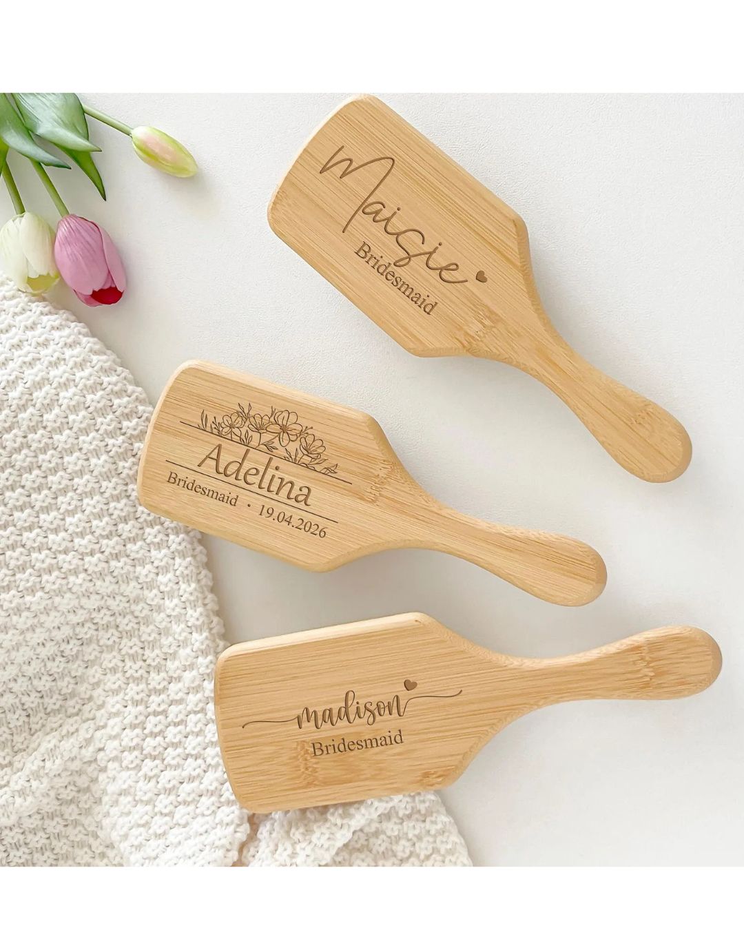  Personalized Wooden Hair Brush – Custom Engraved Gift for Bridesmaids, Weddings & Everyday Use
