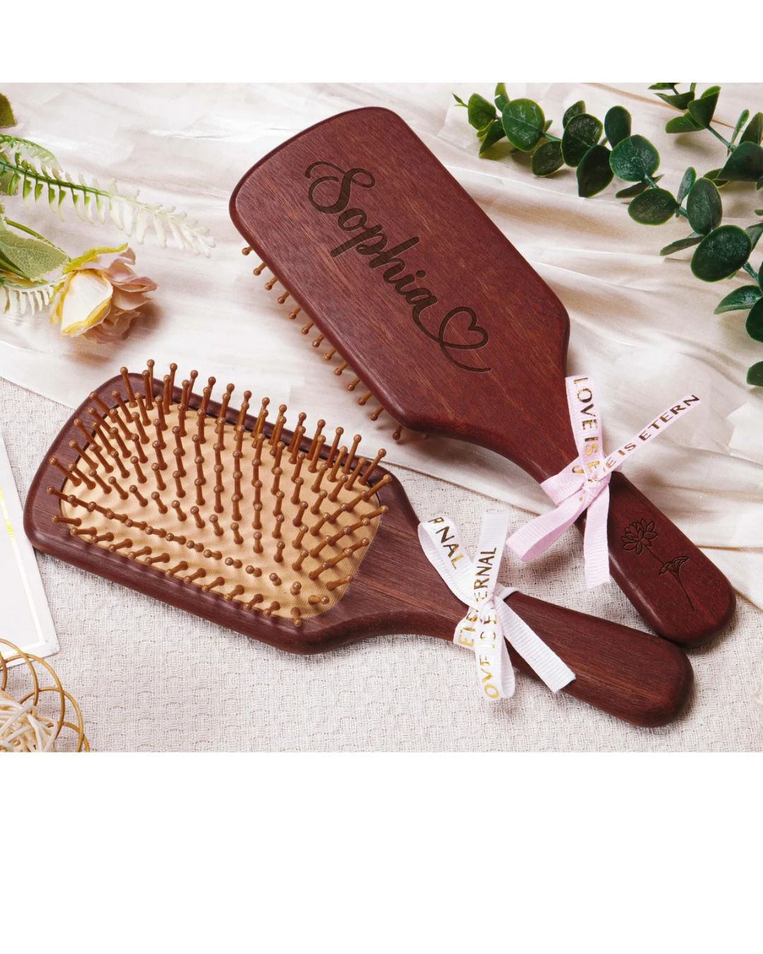  Personalized Wooden Hair Brush – Custom Engraved Gift for Bridesmaids, Weddings & Everyday Use