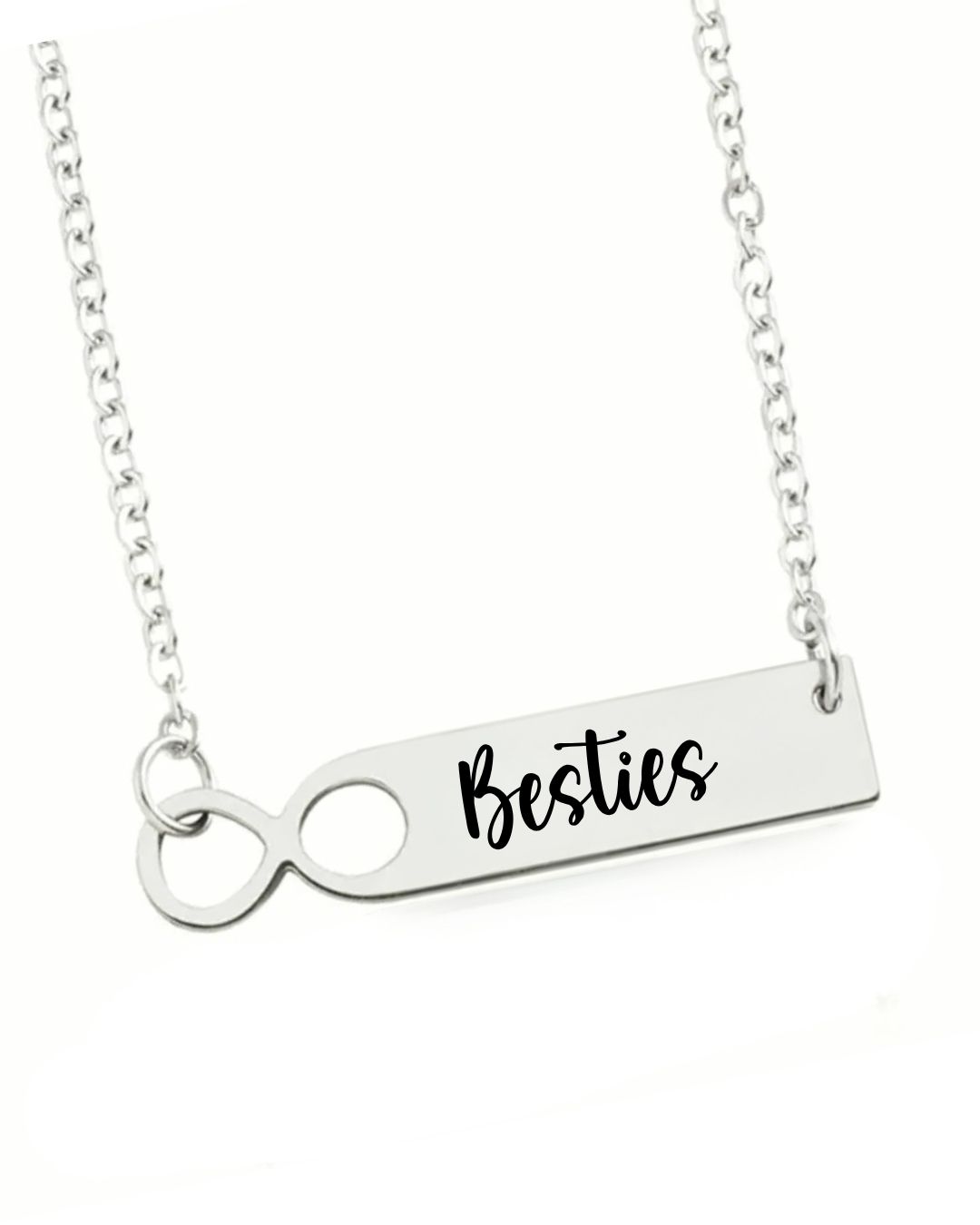 Personalized Infinity Name Bar Necklace – Custom Engraved Stainless Steel Necklace Gift