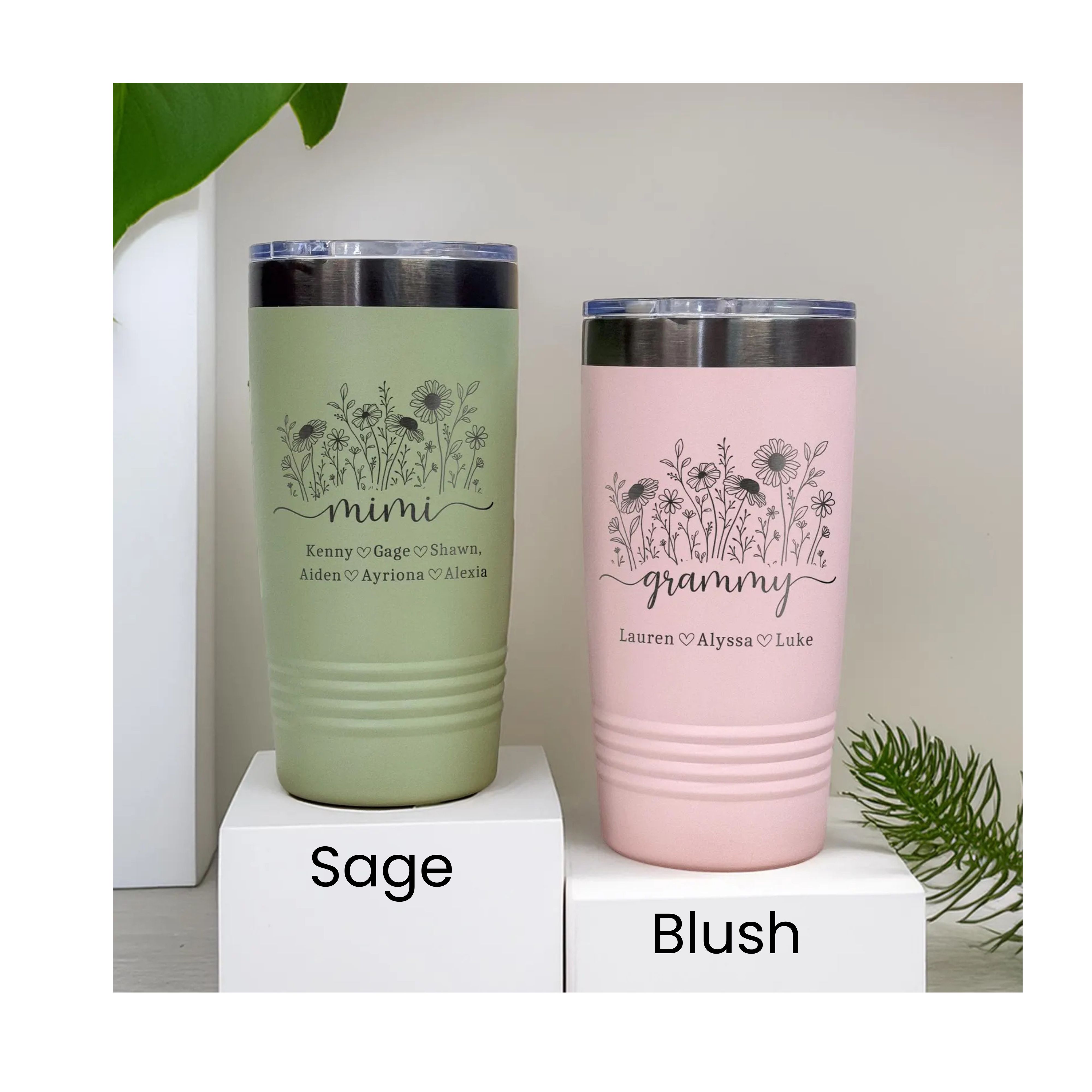 Great Mother's or Bridesmaid gift, Personalized 20 oz Polar Camel Stainless Steel Tumbler, Name and Birthflower