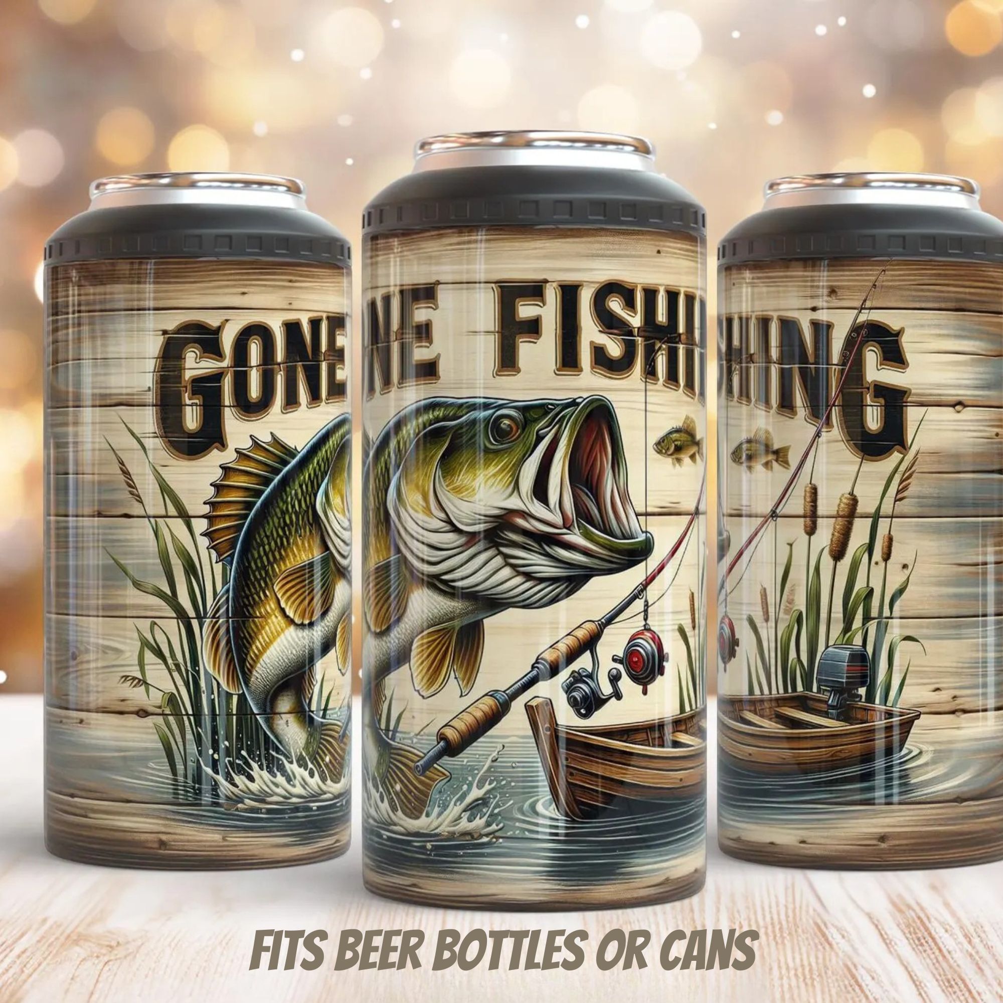 Stainless Steel Can Cooler | Multi-Use Beverage Holder | Party & Gift Ready - Fire Fighter or Fisherman