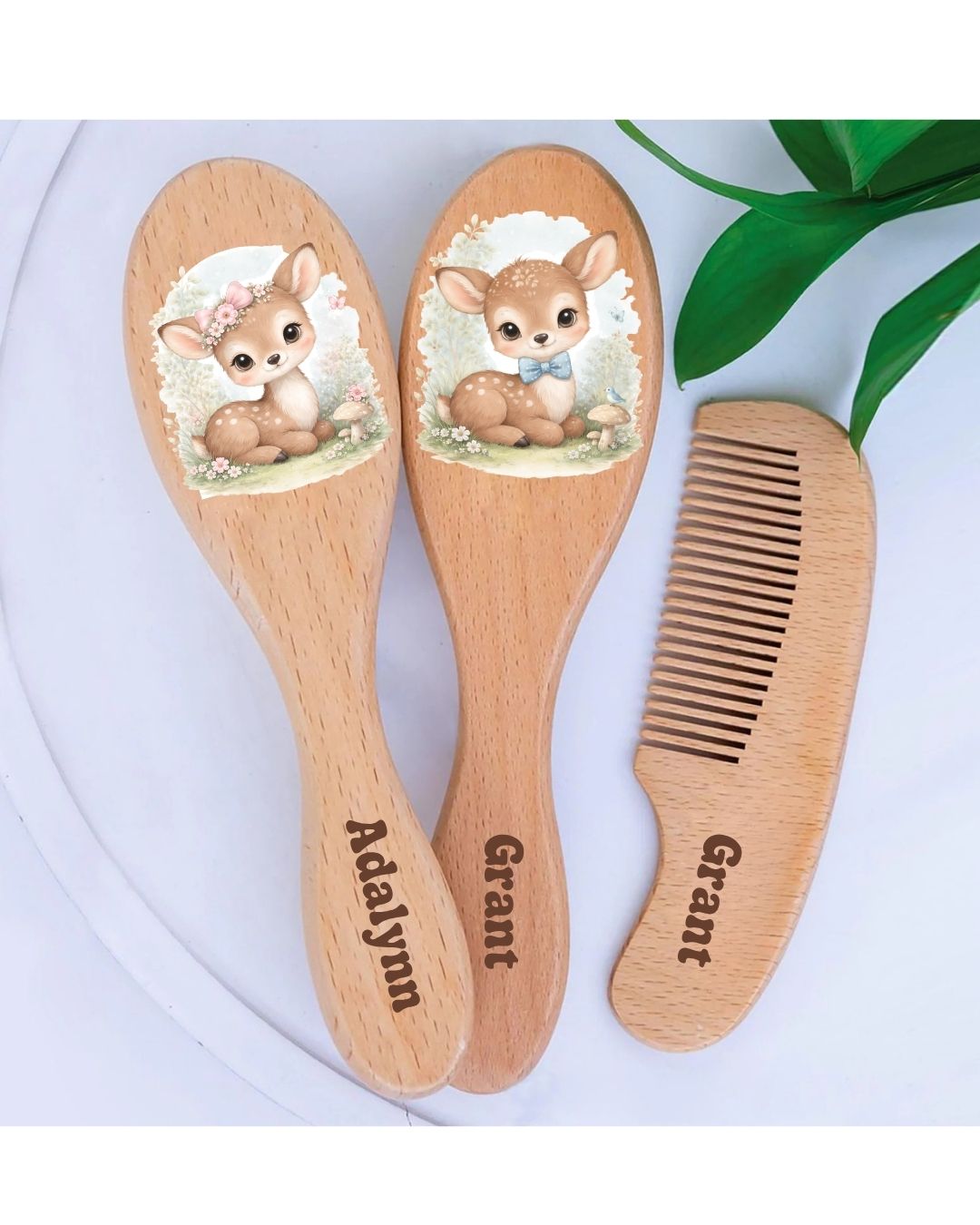 Personalized Wooden Baby Brush & Comb Set