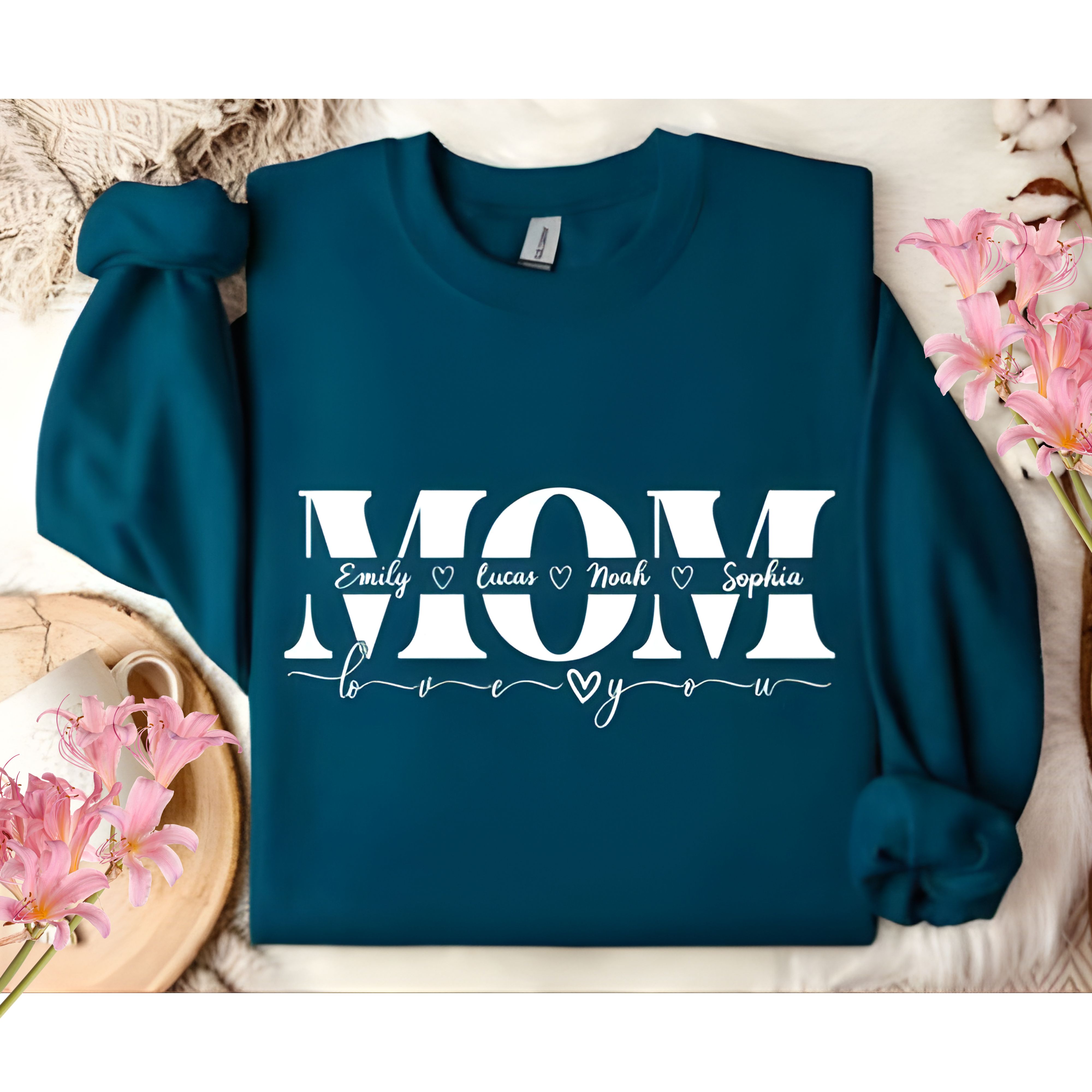 PRE-ORDER Personalized Mom Shirt, Personalized Names for all her Children. Print Only - You buy shirt