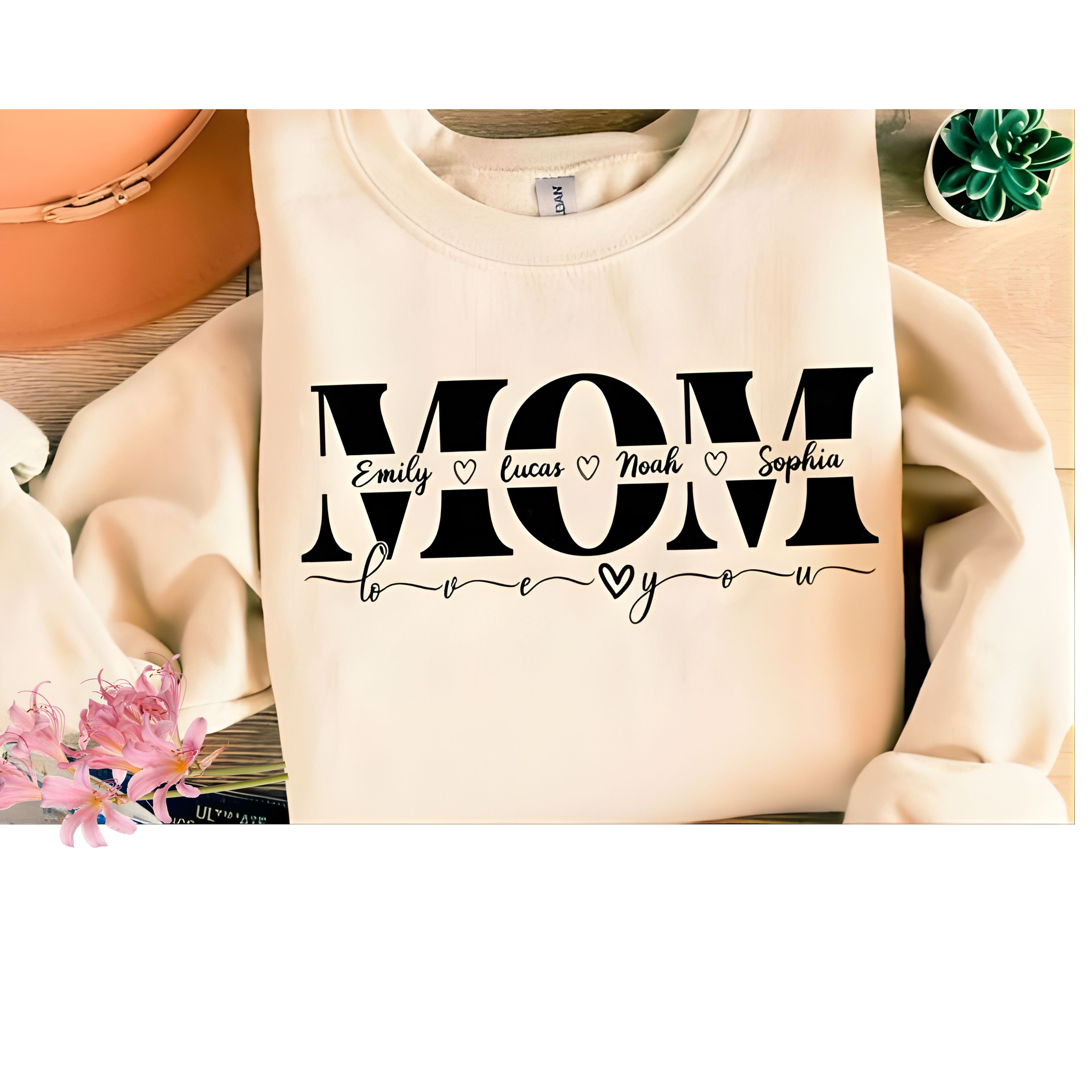 PRE-ORDER Personalized Mom Shirt, Personalized Names for all her Children. Print Only - You buy shirt