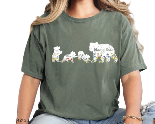PRE-ORDER Personalized Mama Bear Shirt, Personalized Names for all her baby bears, Floral Gift for Her, 