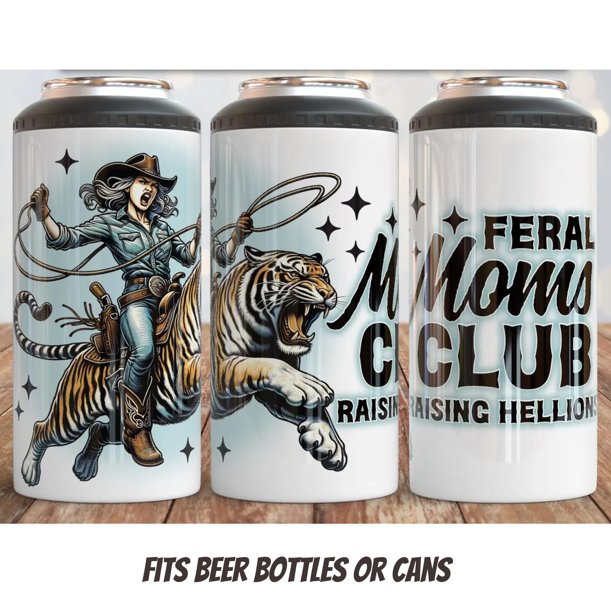 Stainless Steel Can Cooler | Multi-Use Beverage Holder | Party & Gift Ready - Feral Mom or Mermaid