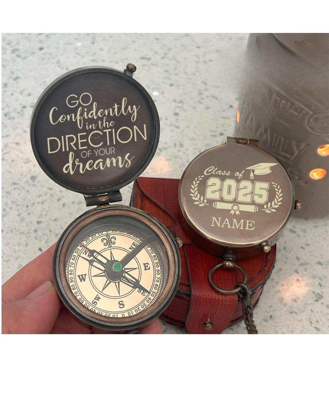 Personalized Baptism Compass