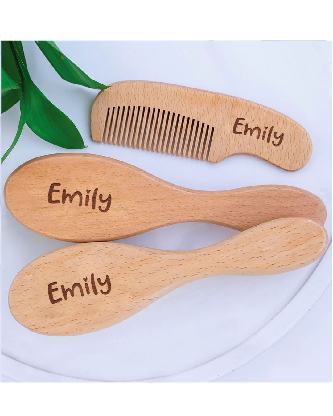 Personalized Wooden Baby Brush & Comb Set