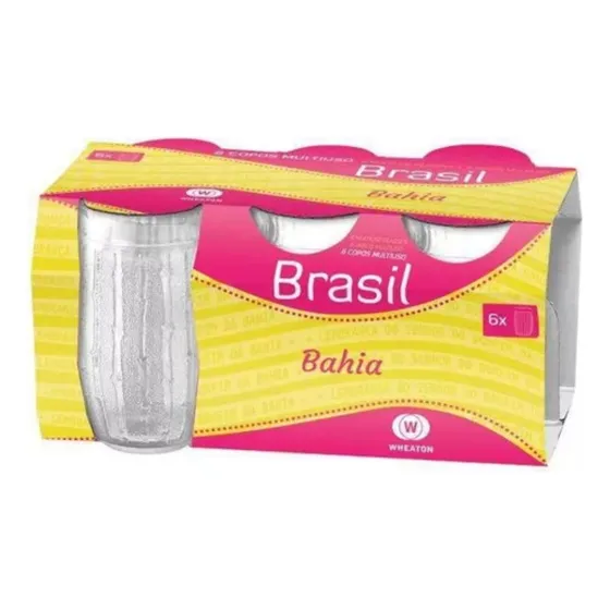 Jogo De Copos Wheaton Brasil 6 Peças Vidro 300ml Bahia