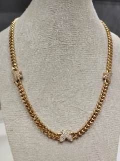 Colar de Corrente Dourada com Detalhes de Strass