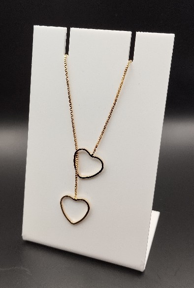 Colar Dois Corações Dourados