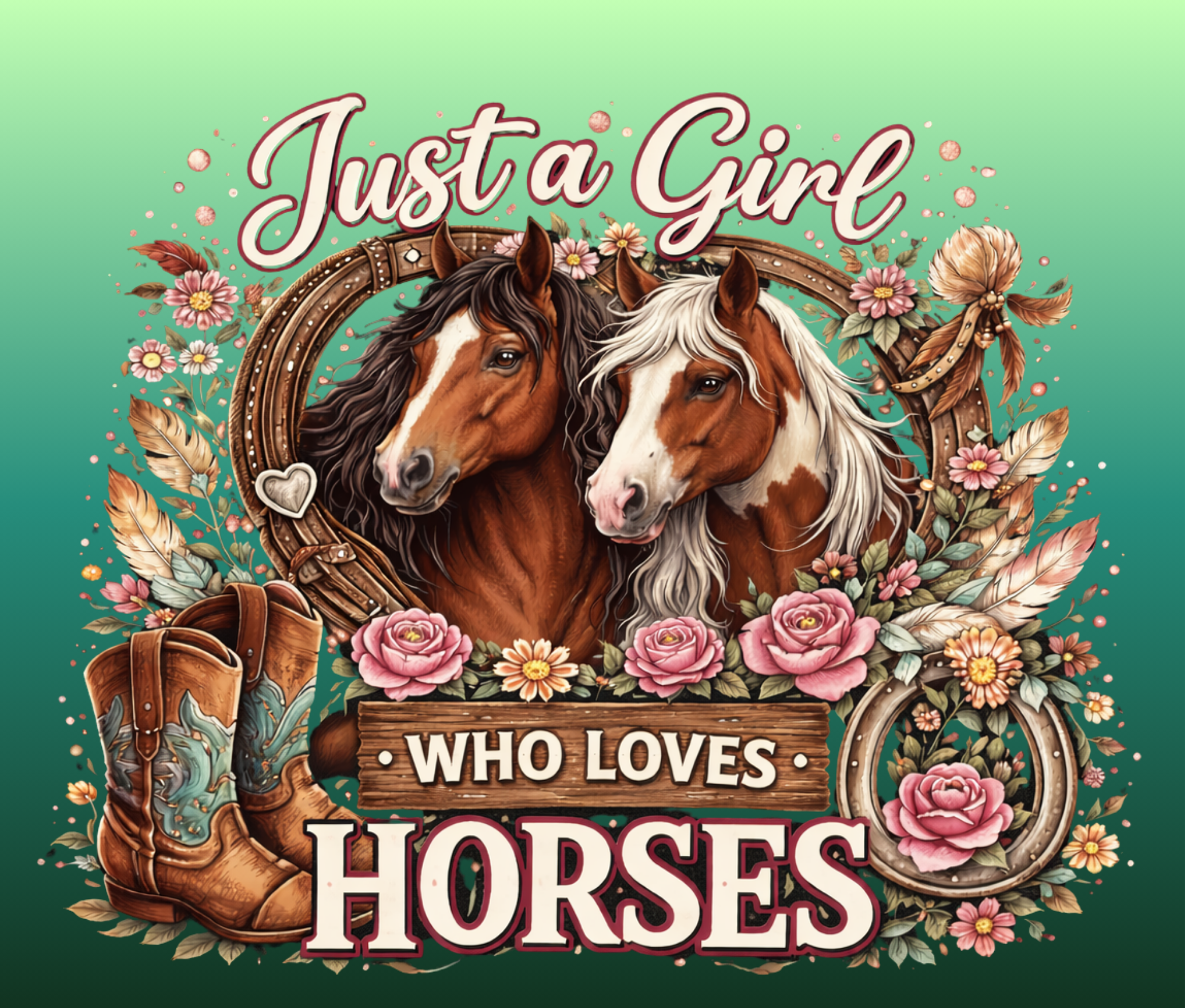 Just a Girl Who Loves Horses (hunter/lime) Tumbler