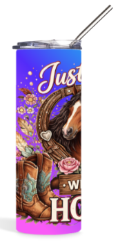 Just a Girl Who Loves Horses (pink/teal) Tumbler