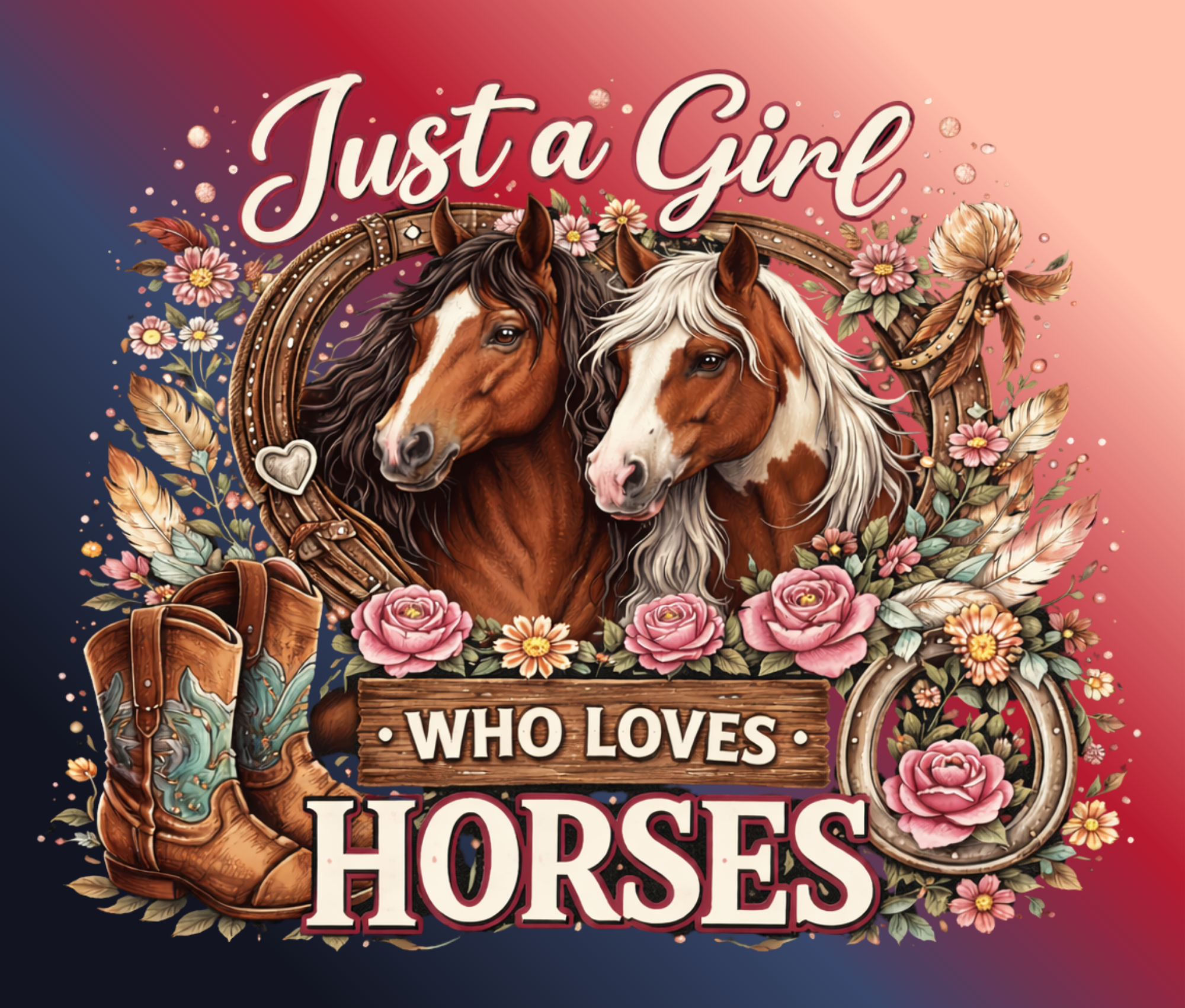 Just a Girl Who Loves Horses (navy/peach) Tumbler