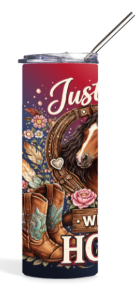 Just a Girl Who Loves Horses (navy/peach) Tumbler