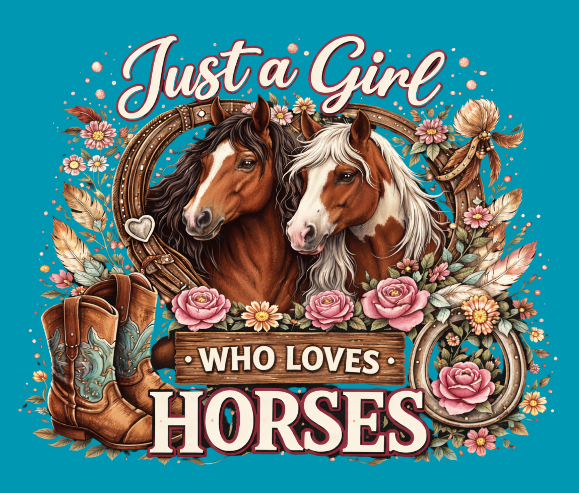 Just a Girl Who Loves Horses (teal) Tumbler