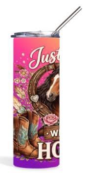 Just a Girl Who Loves Horses (purple/yellow) Tumbler