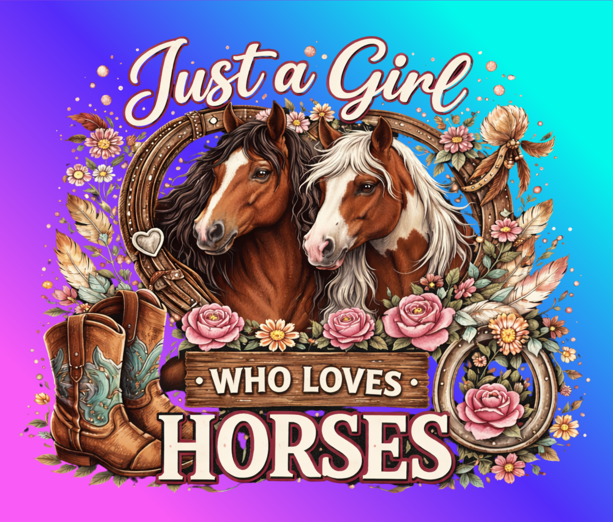 Just a Girl Who Loves Horses (pink/teal) Tumbler