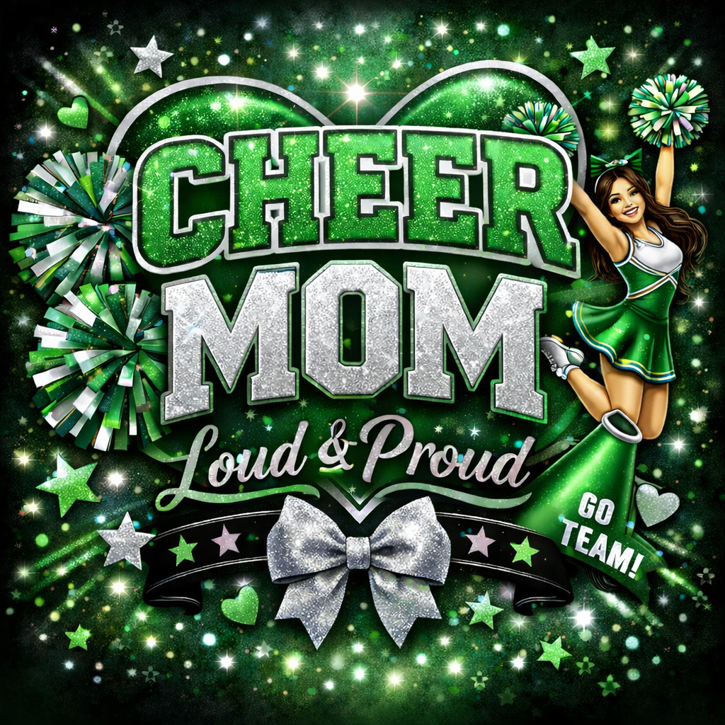 Cheer Mom (green/silver) Tumbler