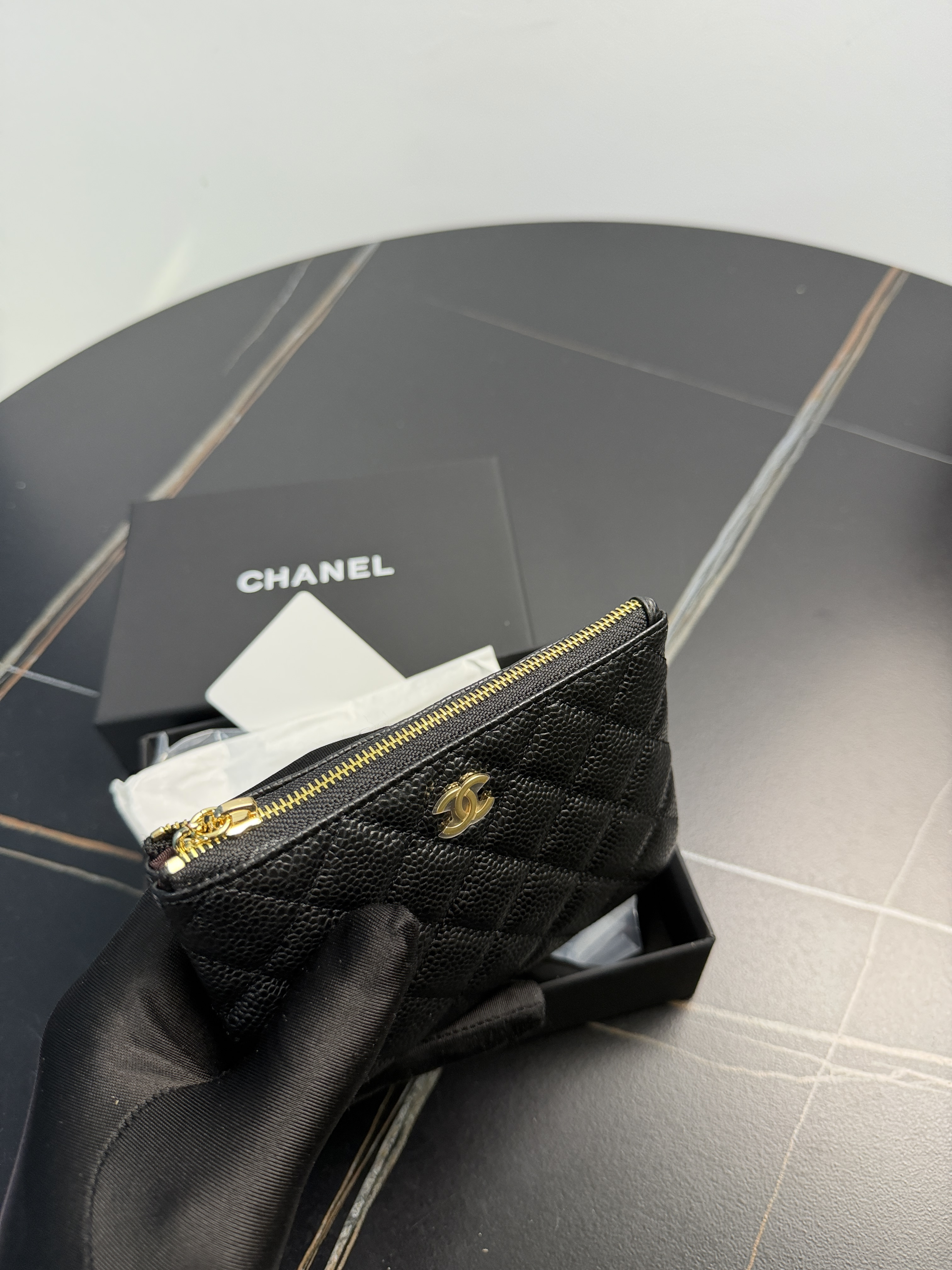 Chanel Classic Quilted Caviar Leather Coin Purse 