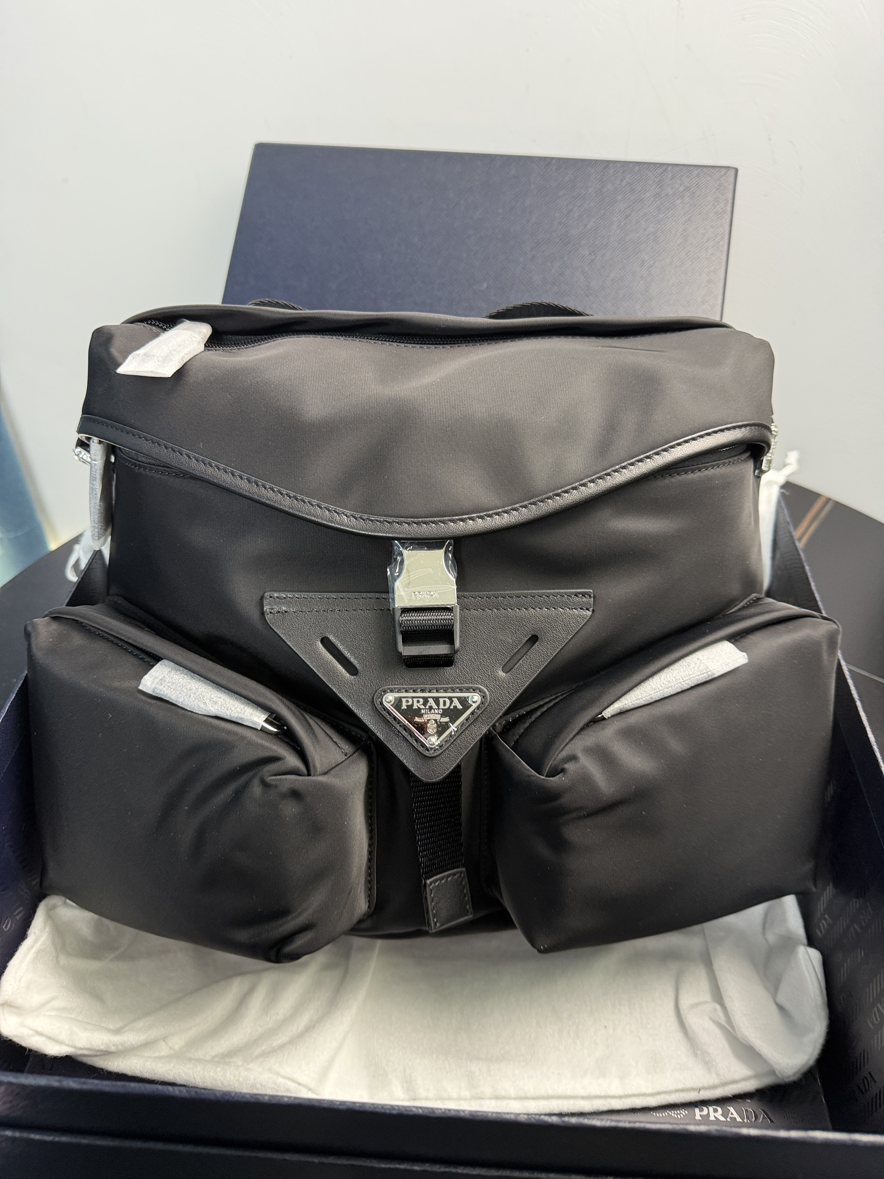 Prada Re-Nylon and leather shoulder bag