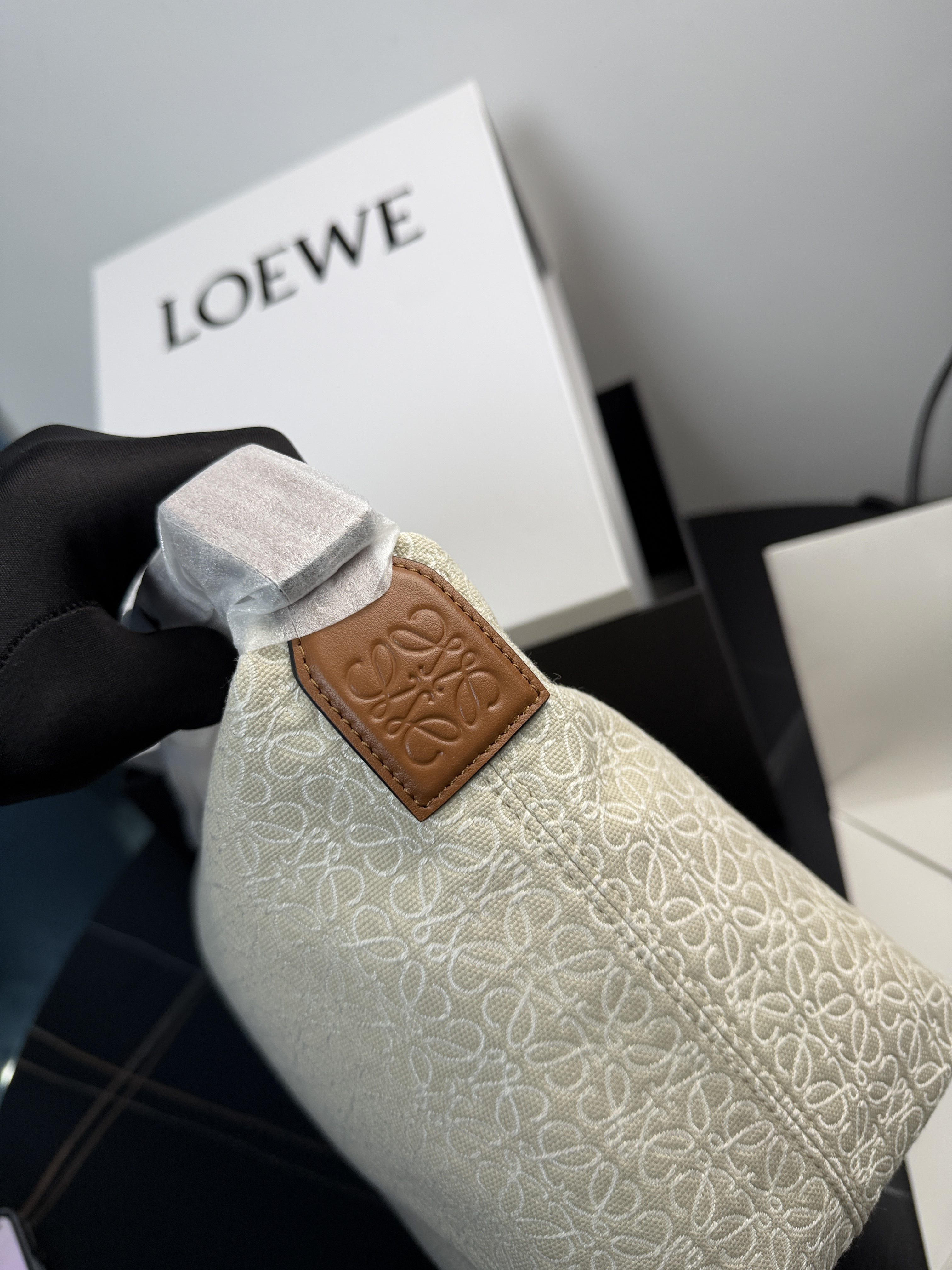 Loewe Cubi Anagram Jacquard And Leather Shoulder Bag