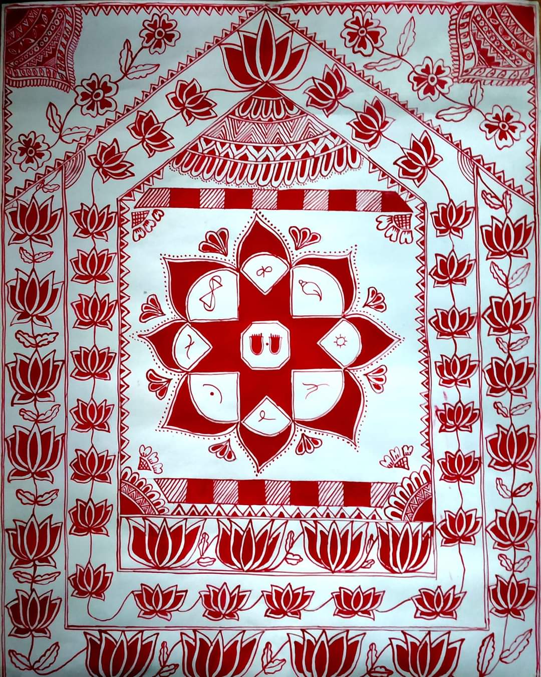 Madhubani Lotus Wall Art