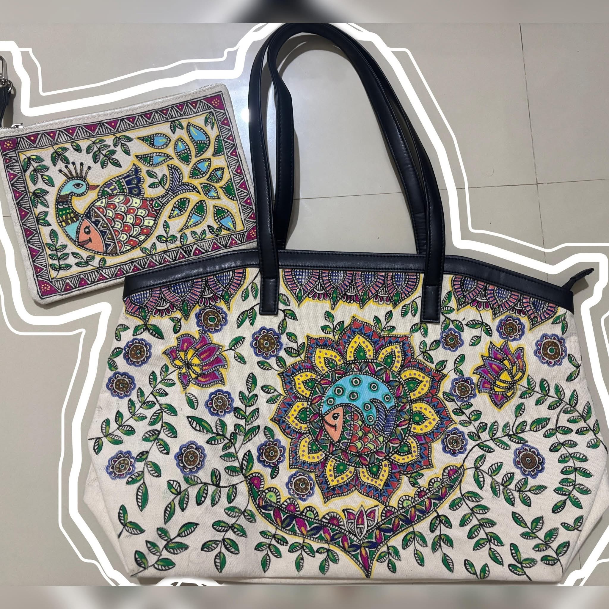 Handcrafted Madhubani Tote Bag Set