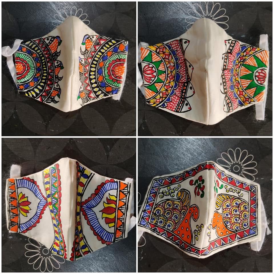 Madhubani Hand-Painted Face Masks