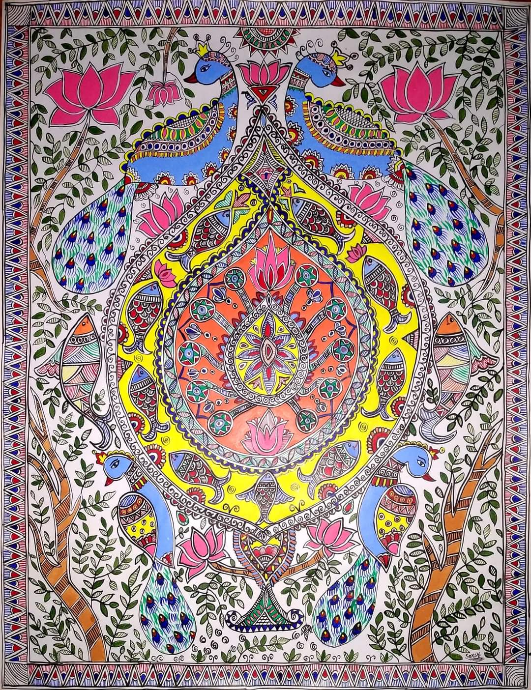 Madhubani Peacock Wall Art