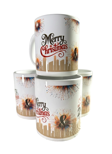 Merry Christmas Fireworks Mug