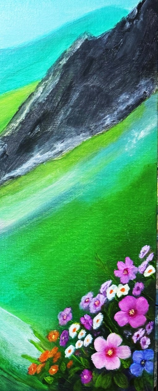 Floral Cross Landscape Painting