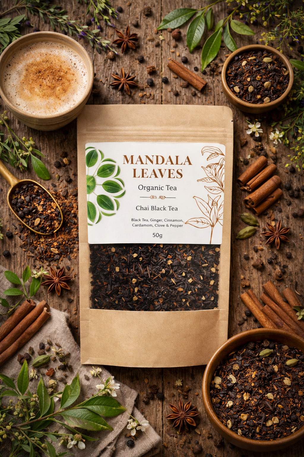 Mandala Leaves Thé Chai Bio