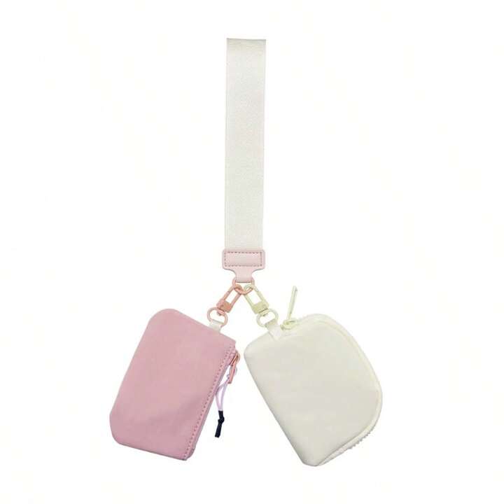 Portamonete doppio con laccetto Rosa Latte