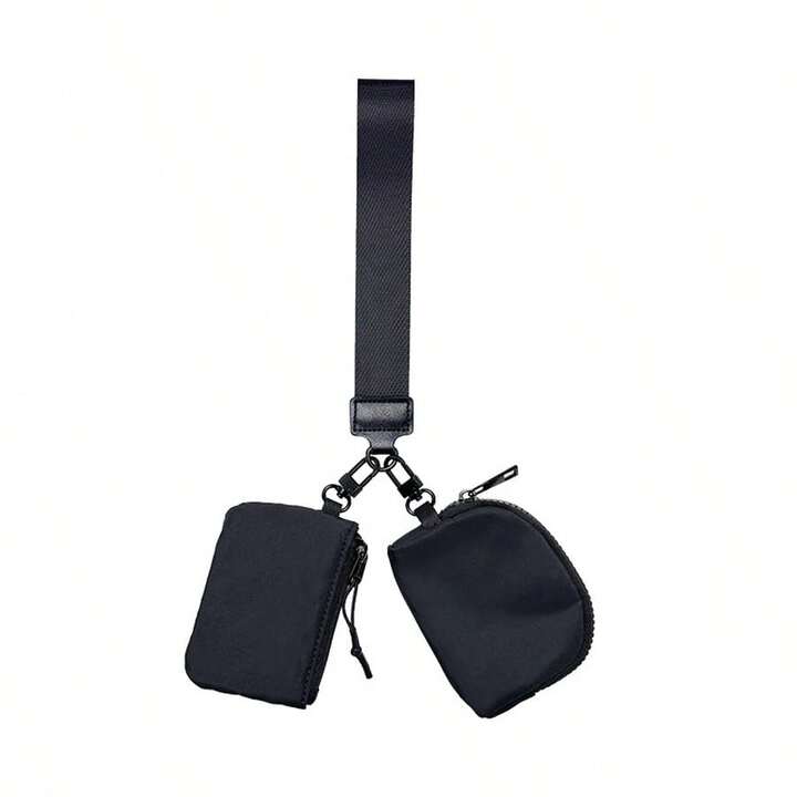 Portamonete doppio con laccetto Nero