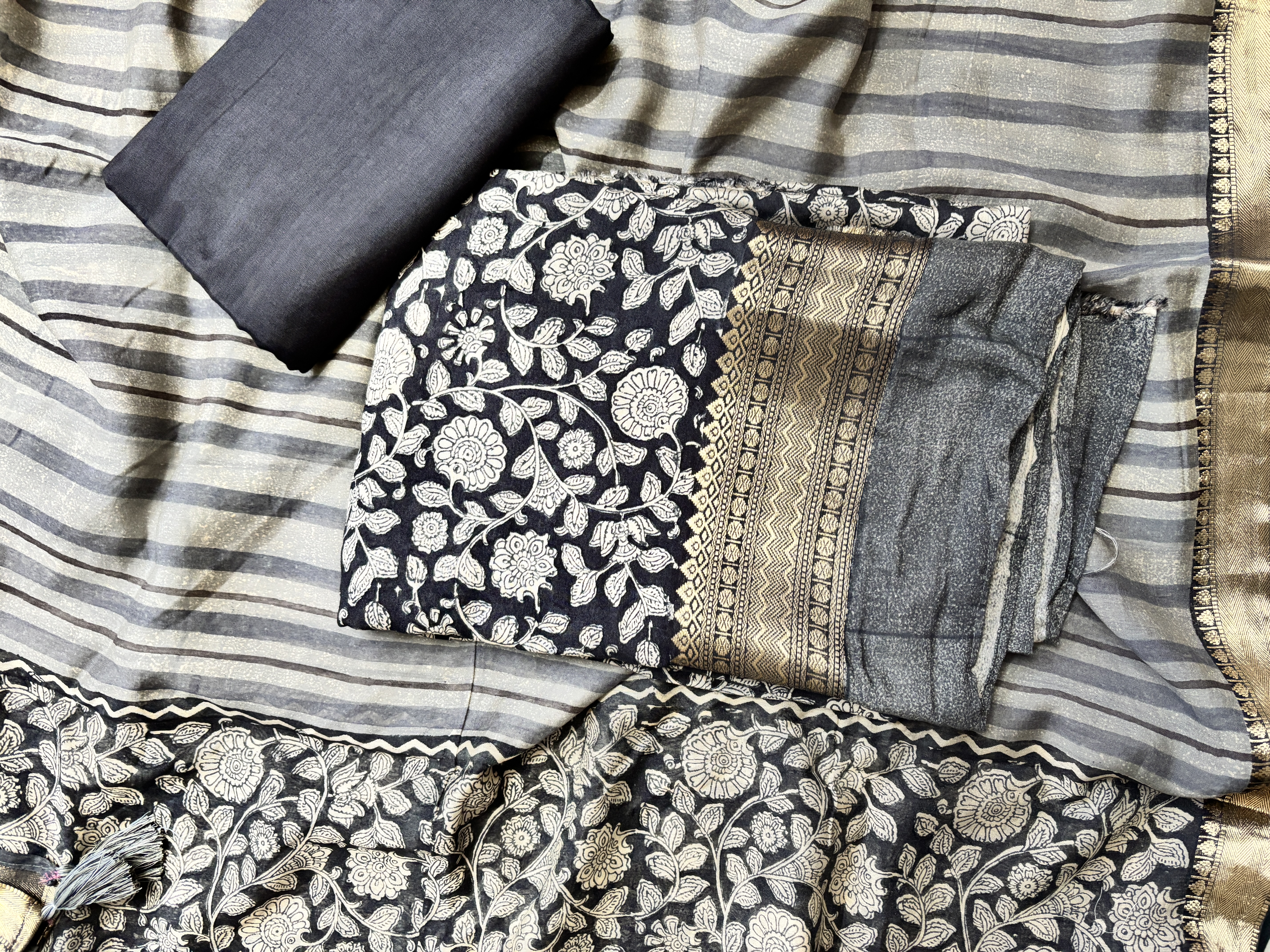 Elegant Black & Silver Banarasi Suit Set