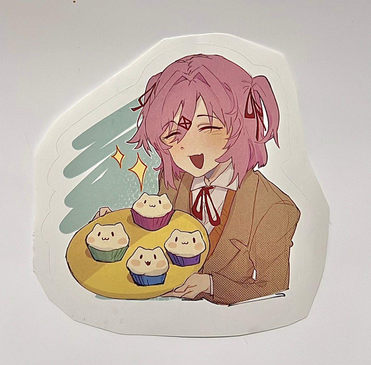 Anime Girl with Cupcakes Sticker