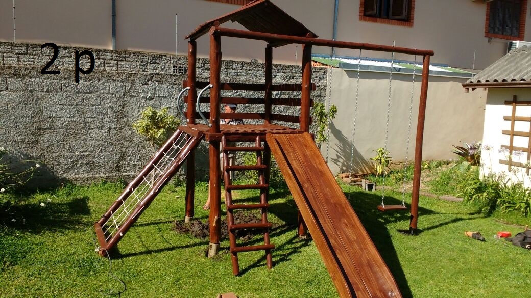 Playground de Madeira rúrstico completo 