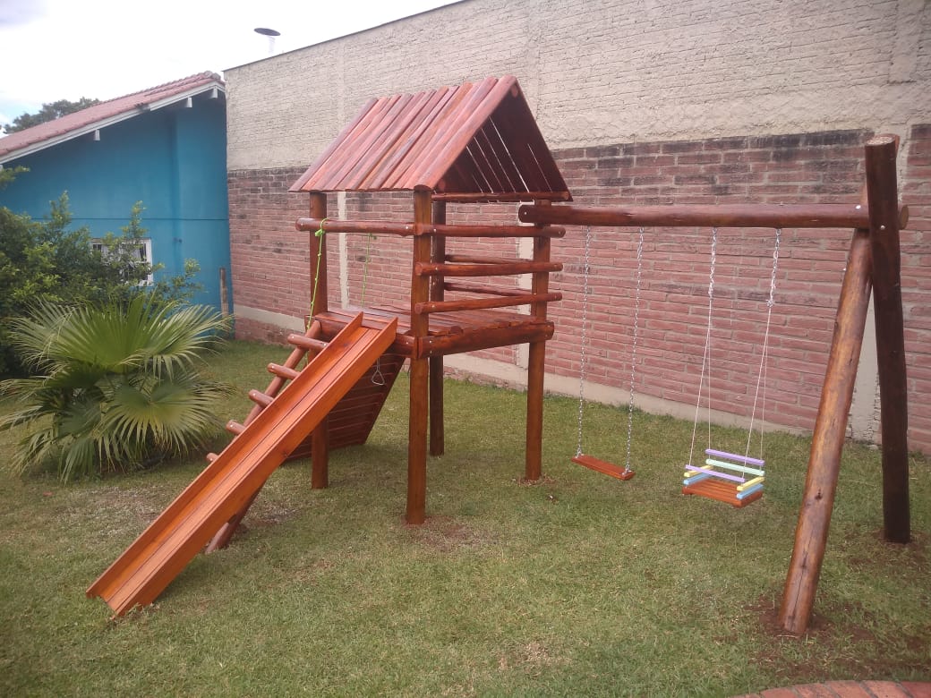 Playground de Madeira rúrstico completo 