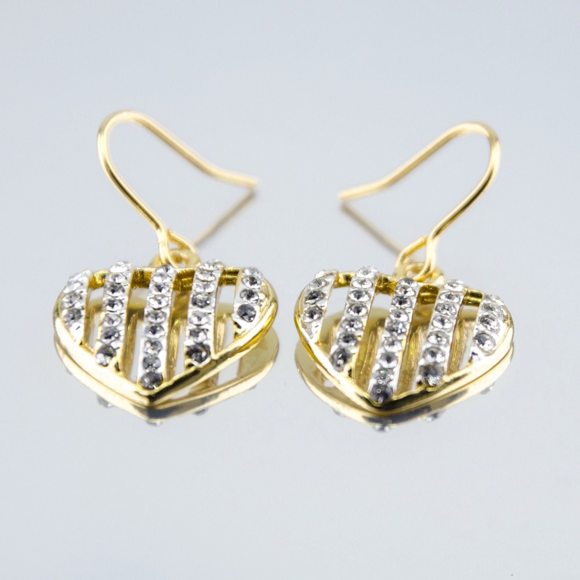 Striped Heart Drop Earrings